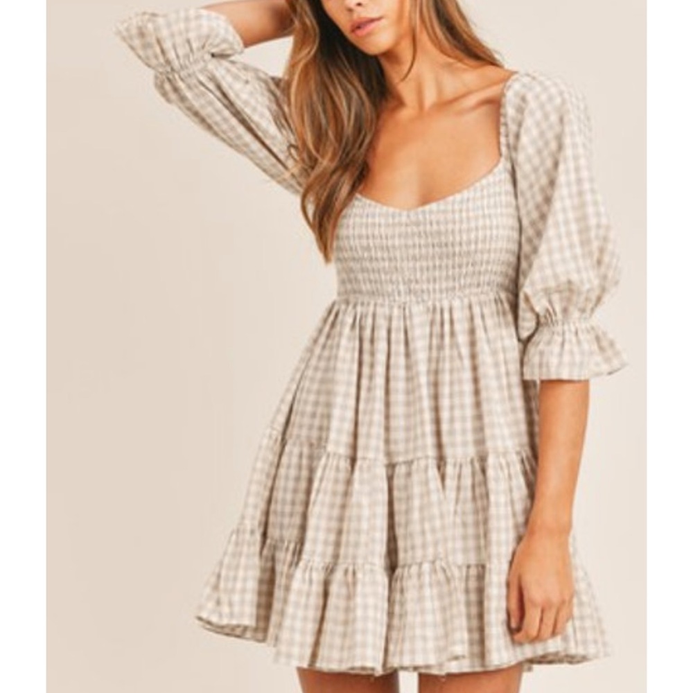 NWOT Mable gingham print baby doll dress size medium!!
